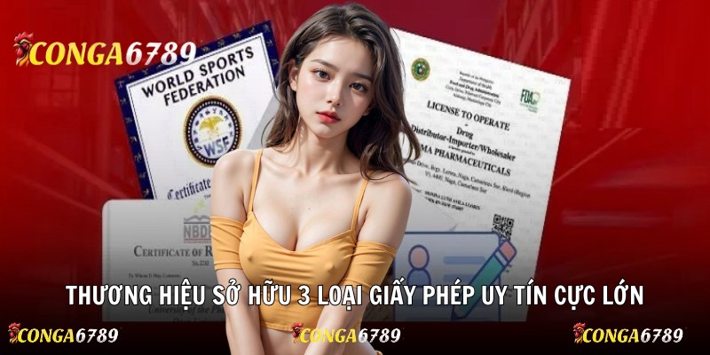 Thương hiệu sở hữu 3 loại giấy phép uy tín cực lớn